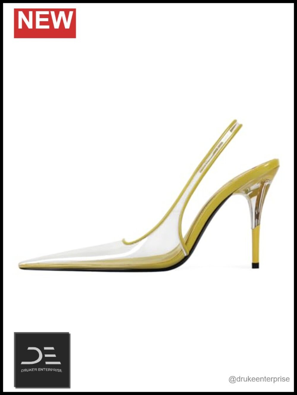 Clear Stiletto High Heels Slingback Pointed Toe Patent PU Leather Pumps Women's